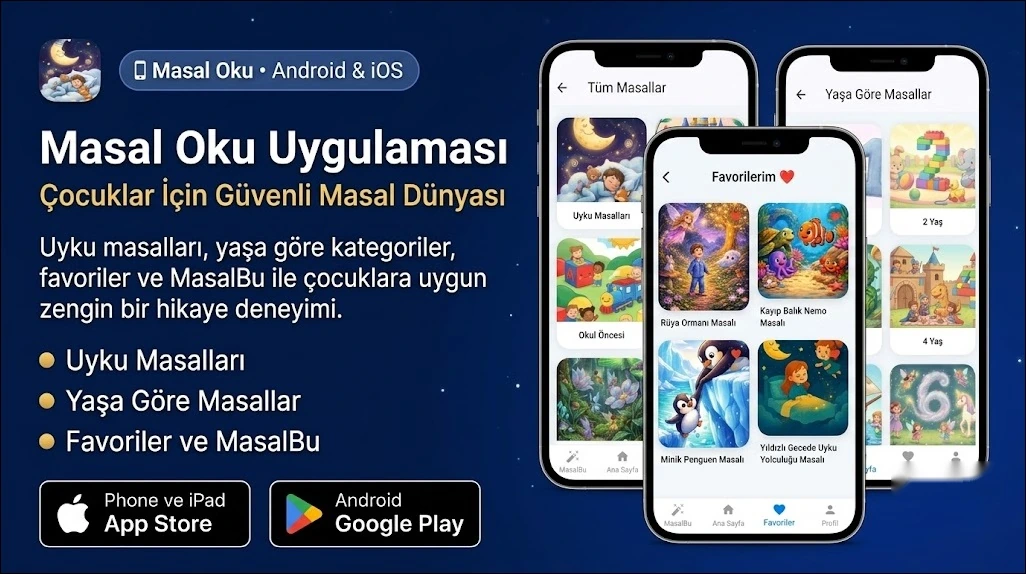 Masal Oku mobil uygulama Android ve iOS tanıtım görseli
